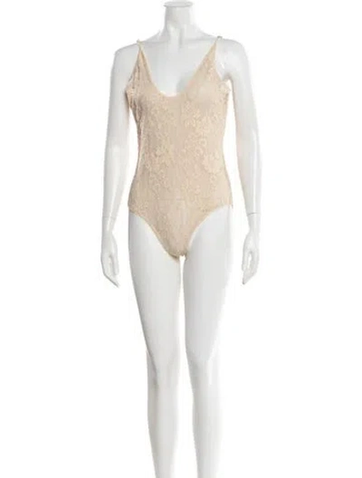 Pre-owned Zimmermann Nylon Floral Print Bodysuit In Neutrals