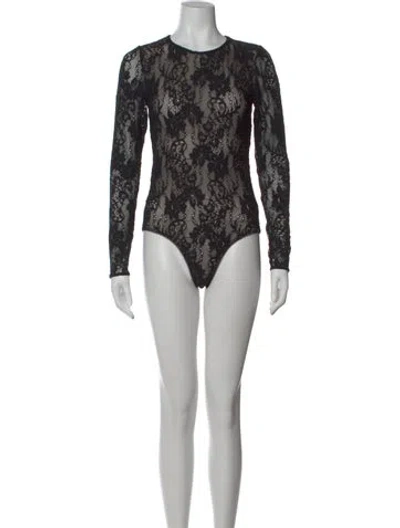 Pre-owned Zimmermann Nylon Lace Pattern Bodysuit In Black