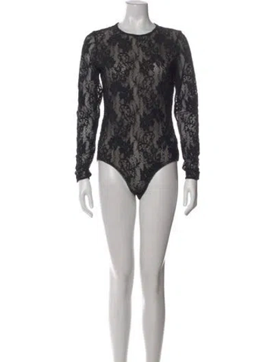 Pre-owned Zimmermann Nylon Lace Pattern Bodysuit In Black