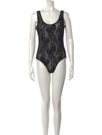 Pre-owned Zimmermann Nylon Lace Pattern Bodysuit In Black
