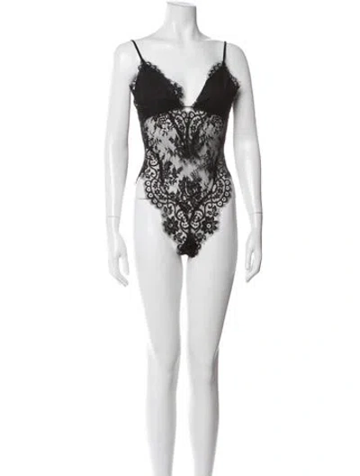 Pre-owned Zimmermann Nylon Lace Pattern Bodysuit In Black