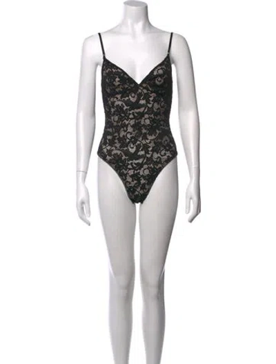 Pre-owned Zimmermann Nylon Lace Pattern Bodysuit In Black