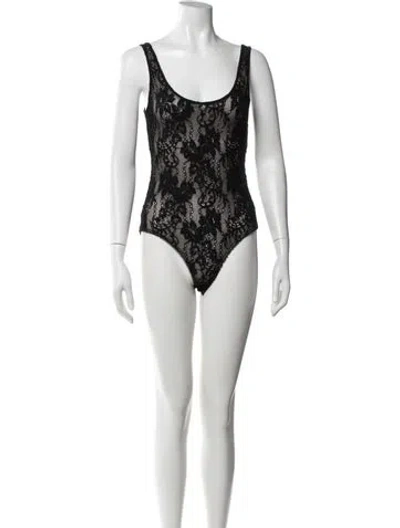 Pre-owned Zimmermann Nylon Lace Pattern Bodysuit In Black
