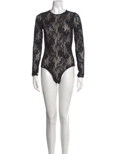 Pre-owned Zimmermann Nylon Lace Pattern Bodysuit In Black