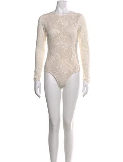 Pre-owned Zimmermann Nylon Lace Pattern Bodysuit In Blue