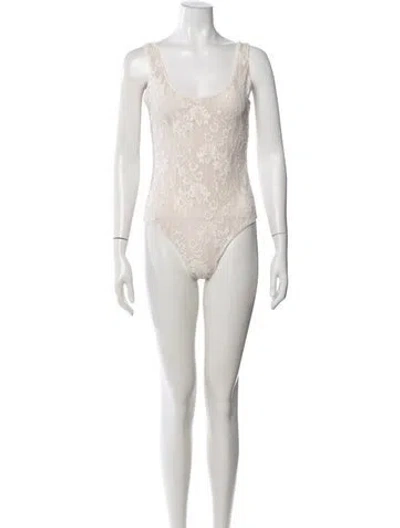 Pre-owned Zimmermann Nylon Lace Pattern Bodysuit In Neutral