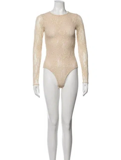 Pre-owned Zimmermann Nylon Lace Pattern Bodysuit In Neutrals