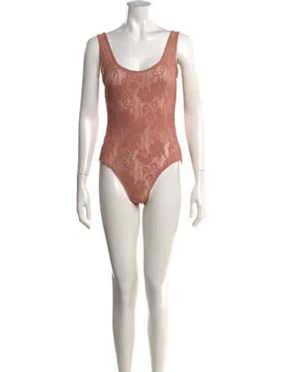 Pre-owned Zimmermann Nylon Lace Pattern Bodysuit In Neutrals
