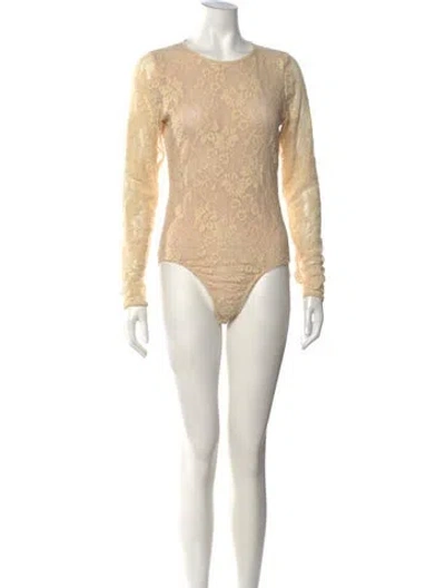 Pre-owned Zimmermann Nylon Lace Pattern Bodysuit In Neutrals