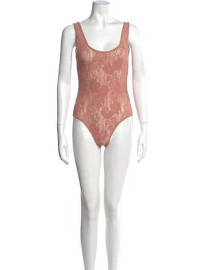 Pre-owned Zimmermann Nylon Lace Pattern Bodysuit In Pink