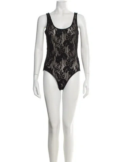 Pre-owned Zimmermann Nylon Lace Pattern Bodysuit W/ Tags In Black