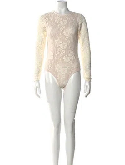 Pre-owned Zimmermann Nylon Lace Pattern Bodysuit W/ Tags In Blue