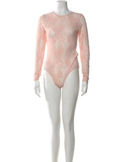 Pre-owned Zimmermann Nylon Lace Pattern Bodysuit W/ Tags In Pink