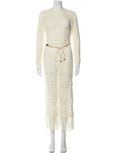 Pre-owned Zimmermann Nylon Midi Length Dress W/ Tags In White