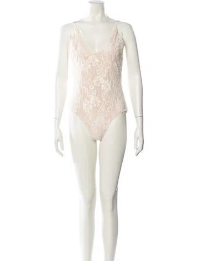 Pre-owned Zimmermann Nylon V-neck Bodysuit W/ Tags In Neutral