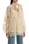 Zimmermann Illustration Pussy-bow Scalloped Cotton-blend Lace Blouse In White