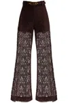 Zimmermann Illustration Belted Guipure Lace Flared Pants In Brown