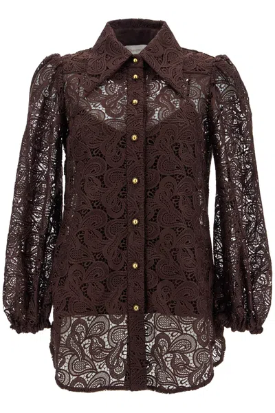 Zimmermann Of Lace Shirt On White Background In Brown