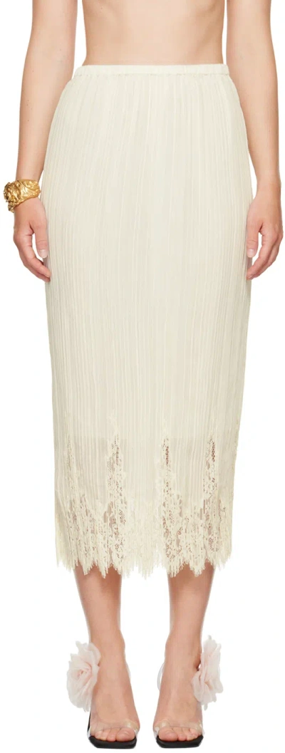 Zimmermann Off-white Pleated Midi Skirt In Crm Cream