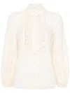 Zimmermann Womens Ivory Lucky Embroidered Cotton Blouse In Beige