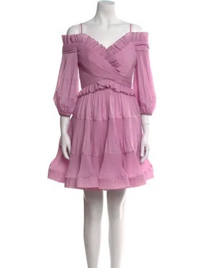 Pre-owned Zimmermann Off-the-shoulder Mini Dress In Purple
