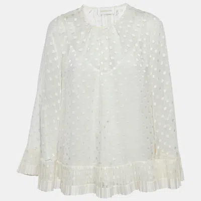 Zimmermann Off-white Dotted Crepe Fil Coupe Pleat Detail Top