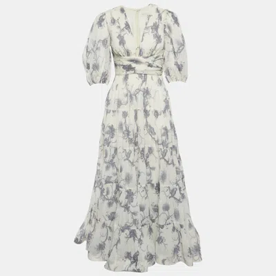 Pre-owned Zimmermann Off-white Floral Print Keira Maxi Dress S
