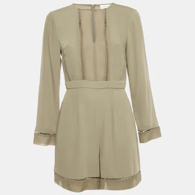 Pre-owned Zimmermann Olive Green Crepe Cutout Detail Long Sleeve Playsuit M