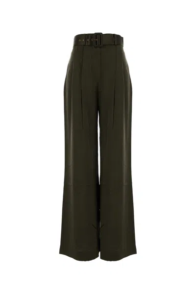 Zimmermann Olive Green Satin Wide-leg Tuck Pant