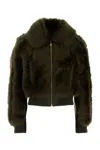 Zimmermann Olive Green Shearling Hypnotic Bomber Jacket In Brown