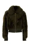 Zimmermann Olive Green Shearling Hypnotic Bomber Jacket In Green