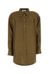 Zimmermann Camicia Crush In Seta Verde Oliva Donna In Olive