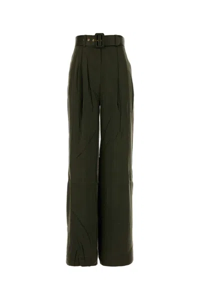 Zimmermann Olive Green Silk Palazzo Pant