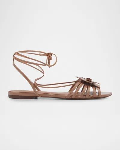 Zimmermann Oliver Sun Leather Ankle-wrap Sandals In Brown