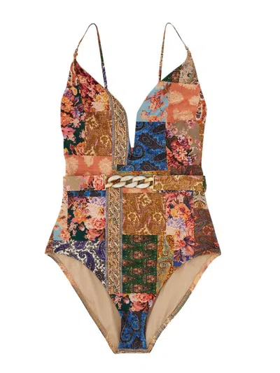 Zimmermann One Piece Swimsuit Must Plunge V Wire In Multicolour