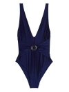 Zimmermann Plunge Circle Link Swimsuit In Navy Blue In Blue
