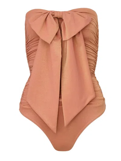 Zimmermann One Piece Swimsuit With Bow Coco In Brown