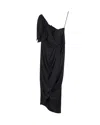 ZIMMERMANN ONE-SHOULDER DRAPED WASHED GOWN IN BLACK SILK