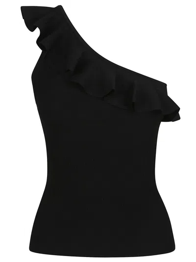 Zimmermann One-shoulder Ruffle Top With Ribbed Texture
