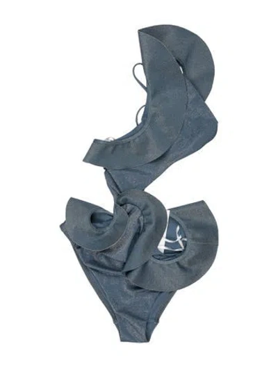 Pre-owned Zimmermann One-piece In Blue/metallic