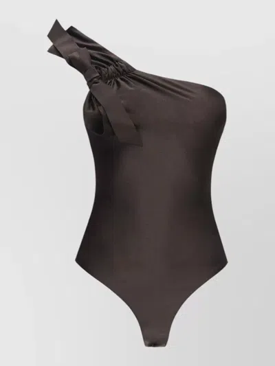 Zimmermann One-shoulder Halterneck One-piece Swimsuit In Brown