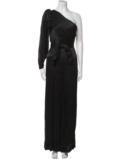 Pre-owned Zimmermann One-shoulder Jumpsuit In Black