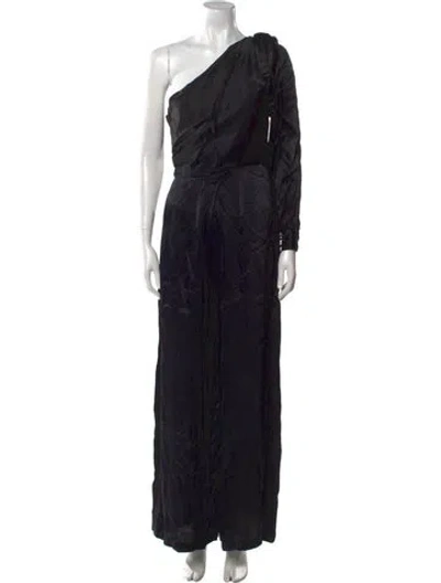 Pre-owned Zimmermann One-shoulder Jumpsuit In Black
