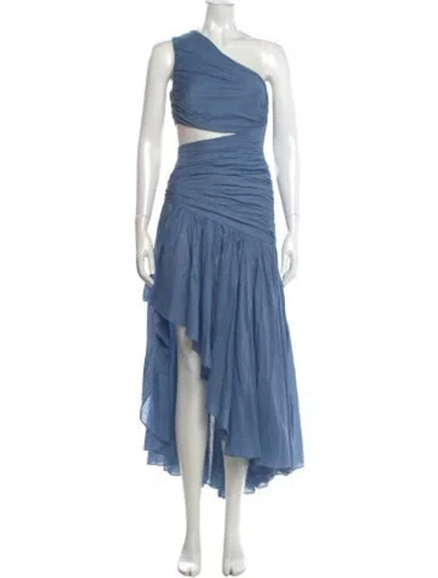 Pre-owned Zimmermann One-shoulder Long Dress In Blue