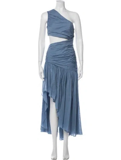 Pre-owned Zimmermann One-shoulder Long Dress In Blue