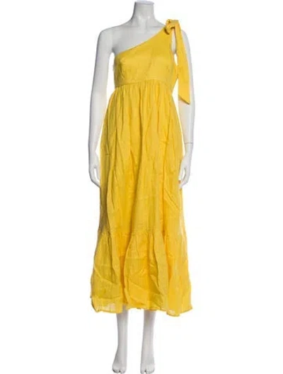 Pre-owned Zimmermann One-shoulder Long Dress In Yellow