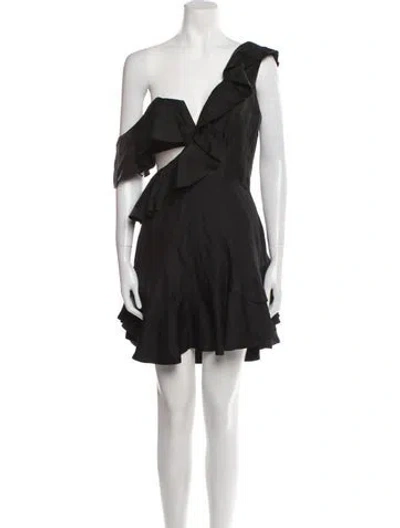 Pre-owned Zimmermann One-shoulder Mini Dress In Black