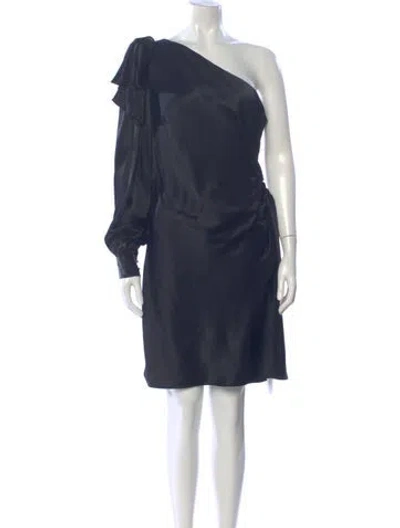 Pre-owned Zimmermann One-shoulder Mini Dress In Black