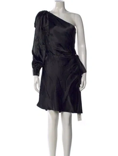 Pre-owned Zimmermann One-shoulder Mini Dress In Black