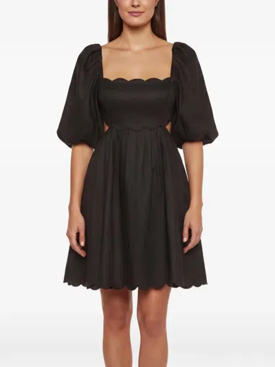 Pre-owned Zimmermann Open-back Puff-sleeve Mini Dress In Black